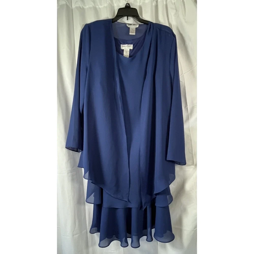 Drapers & Damons Women's Blue Dress & Jacket‎ Set PL Handbag Included